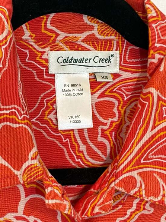Coldwater Creek Red Floral Paisley Cotton Button-Up Jacket Size XS - Picture 3 of 5